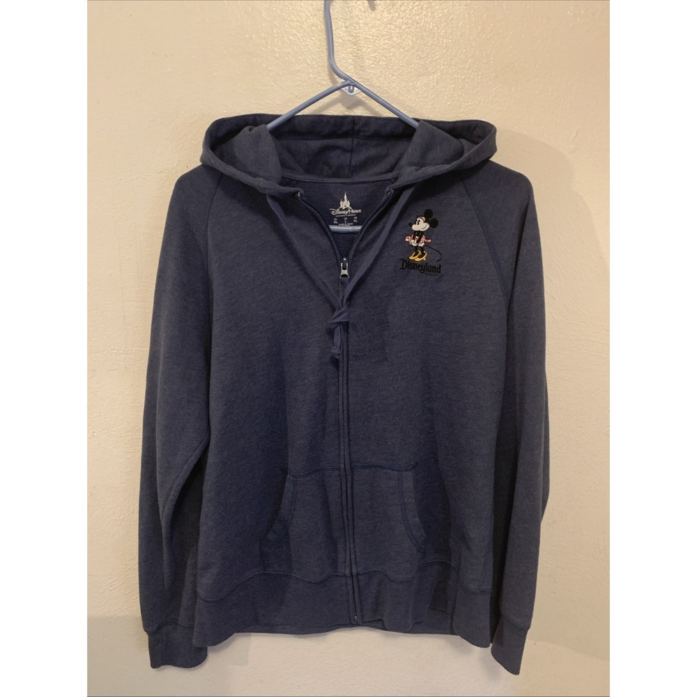 Disneyland Resort Zip Up Hoodie Minnie Mouse Embroidered Blue Womens Size M - Picture 2 of 5